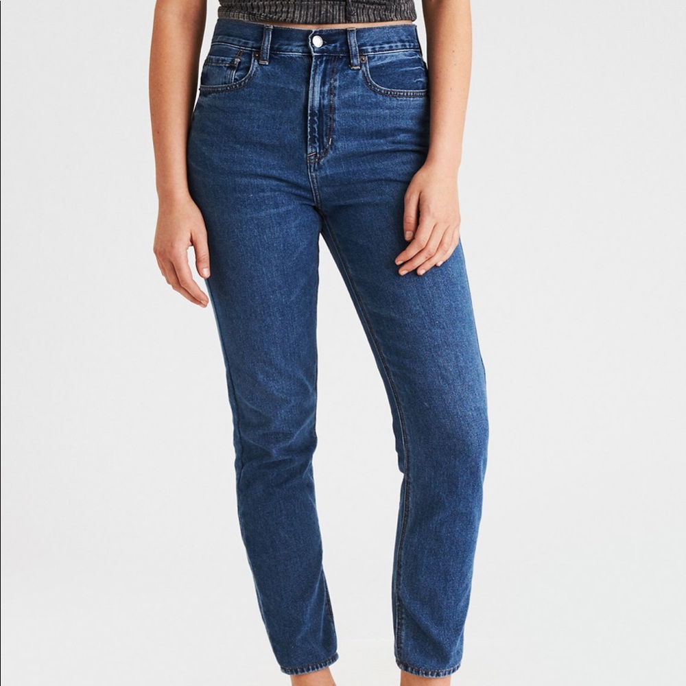 American Eagle Mom Jeans in Classic Indigo Wash